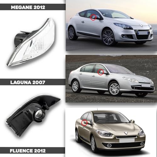 CG94 - Fanale Retrovisore Compatibile per Auto LAGUNA 2007 - MEGANE 2008 - MEGANE 2012 - FLUENCE 2012