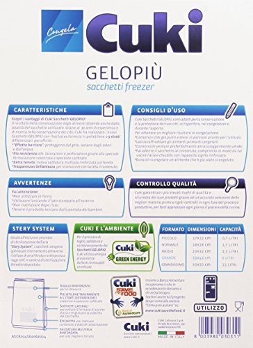 Cuki - Sacchetti Freezer Gelopiù, Formato Grande (29X42cm) - 3 confezioni da 15 pezzi [45 pezzi]