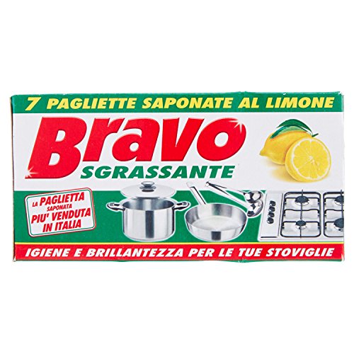 Bravo - Pagliette Saponate Al Limone per Detergenti per la Cucina, 7 Pezzi