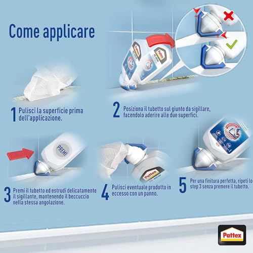 Pattex RE-NEW Bianco, Sigillante bagno e cucina per rinnovo fughe