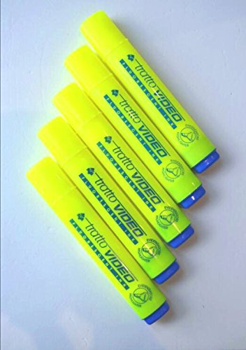 Tratto Video Evidenziatore Giallo Yellow fFluorescente Confezione Da 5 Pezzi