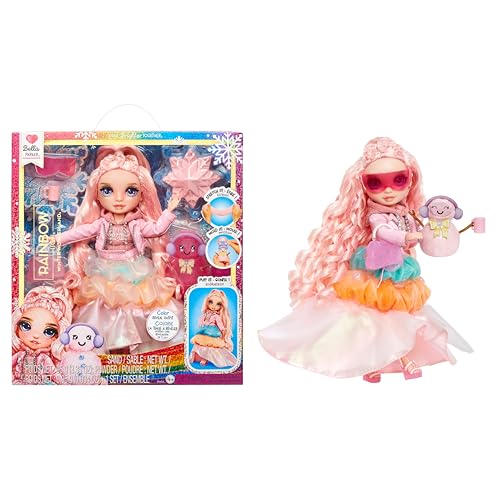 Rainbow High Winter Wonderland - Sunny (Giallo) - Bambola fashion da 28 cm, con neve magica nascosta che si gonfia con l'acqua, con kit per pupazzo di neve, Età 4-12 anni e ai collezionisti
