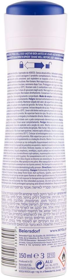 NIVEA Deodorante Spray Pearl & Beauty 6 x 150 ml, Deodorante donna per una protezione 72h, Deo spray antitraspirante con Estratti di Perla e Olio di Avocado per una pelle liscia e luminosa