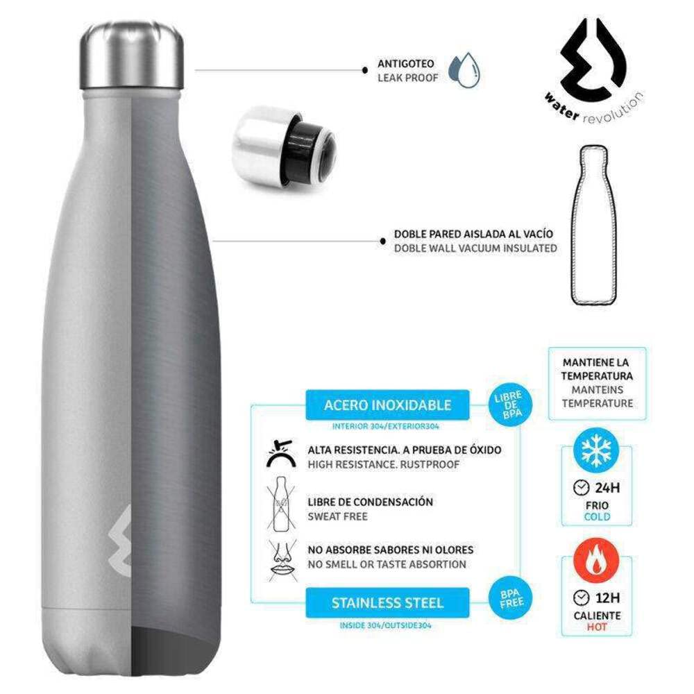 Botella FC-CR0131 Thermos Inox. Premium 500 ml Nero, Metallo, Grande