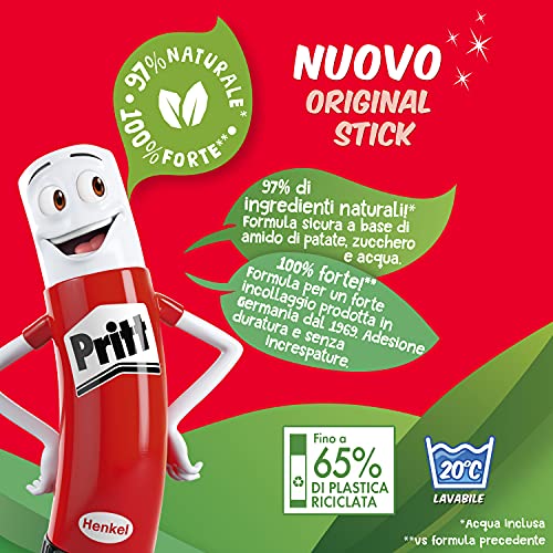 Pritt Colla Stick 25 x 11g, colla per bambini sicura e affidabile, colla Pritt per lavoretti e fai da te, con una tenuta forte per uso scuola e ufficio, 25 stick x 11g