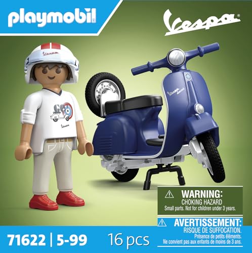 PLAYMOBIL Cars 71622 1969 Vespa 150 Sprint Veloce, blu, modello fedele per collezionisti e appassionati, comprende accessori versatili e ruota di ricambio removibile