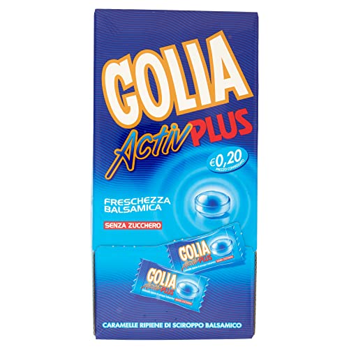 Golia Activ Plus Caramelle al Gusto Menta, Caramelle Balsamiche al Mentolo e Eucaliptolo, Formato Monopezzo, Box da 180 pezzi Incartati Singolarmente