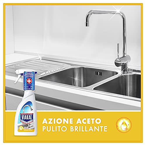 Viakal Anticalcare Detersivo Spray per Cucina, 10 Confezioni (10 x 515 ml), Adatto per Acciaio, Rimuove Sporco e Batteri, Azione Totale Sul Calcare, Brillantezza Duratura, Maxi Formato