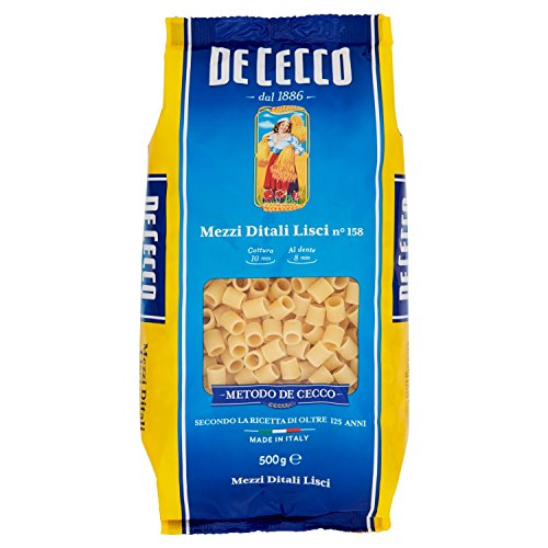 De Cecco - Mezzi Ditali Lisci N 158, Pasta Di Semola Di Grano Duro - 8 pezzi da 500 g [4 kg]