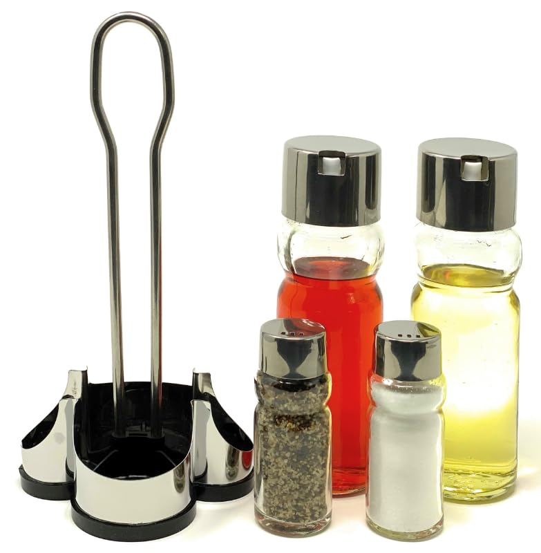 CG94 Set Menage in vetro con stand in metallo