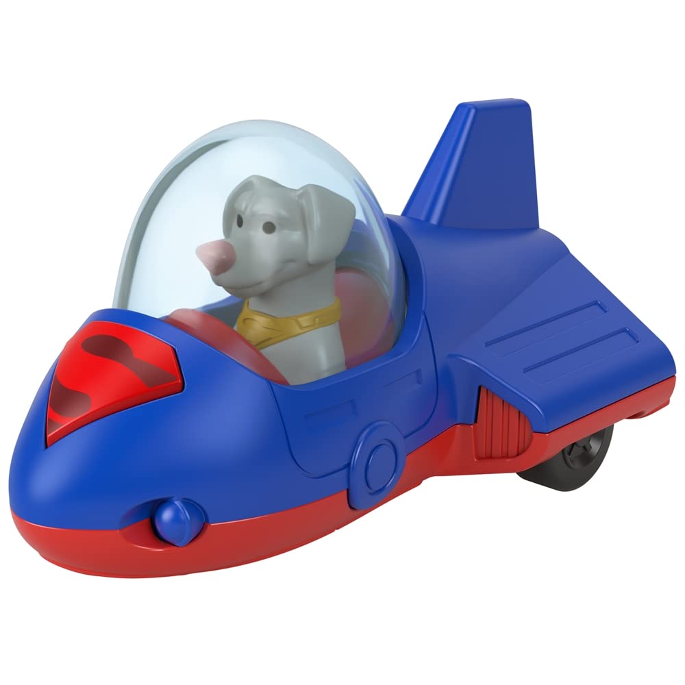 Fisher-Price - Veicoli da supereroi in metallo pressofuso ispirati al film DC League of Superpets - Krypto Superdog Red and Blue Space Ship
