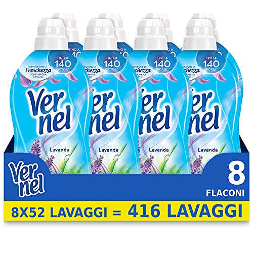 Vernel Lavanda Ammorbidente Lavatrice Concentrato Profumato, Intensa Freschezza e Morbidezza, 8 x 52 Lavaggi