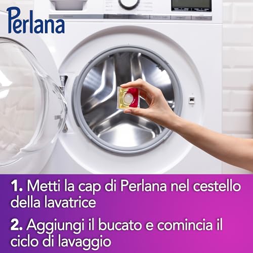 Perlana Detersivo Colorati Caps (6 confezioni da 20 Caps), Detersivo lavatrice capsule per tutti i capi colorati, Detersivo colorati per pulizia delicata e colori e fibre rinnovati