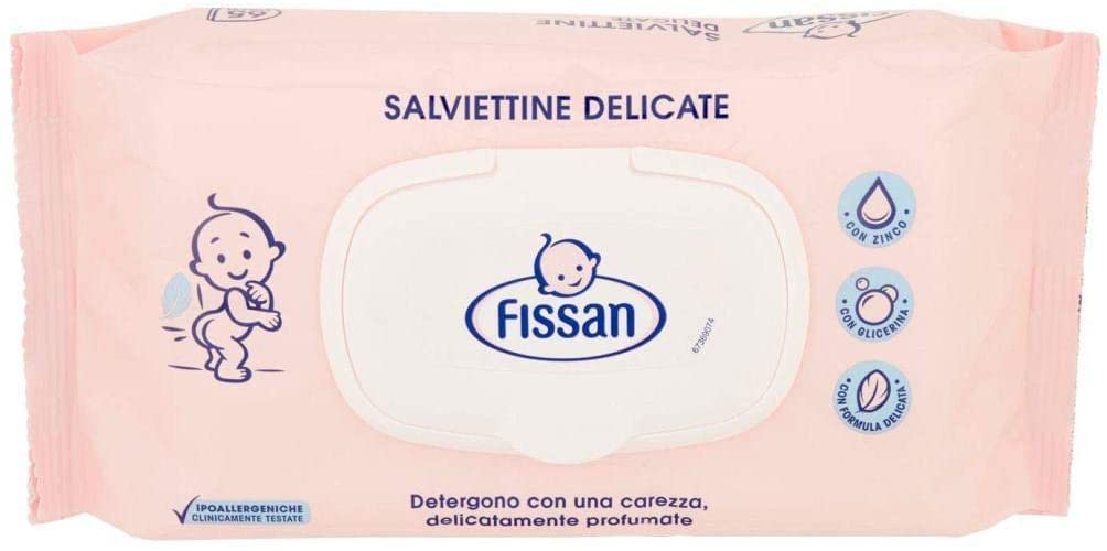 FISSAN Salviettine Delicate - Per Neonati e Bambini - Dermatologicamente Testate - 96% Ingredienti di Origine Naturale - con le Proprietà lenitive dello Zinco - Senza Alcol - 12 Confezioni - 780 Pezzi