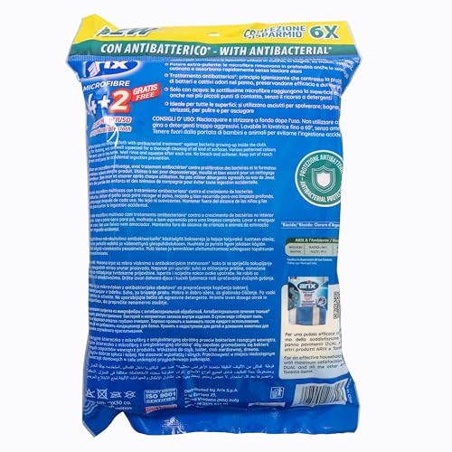 Arix | Microfibre Panni Multiuso, 6 Morbidi Panni 30x30cm, Antibatterici, Rimuovere Sporco Ostinato, Cattura Polvere e Sporco