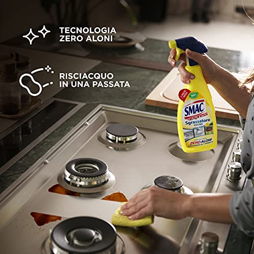 Smac Express Sgrassatore Cucina al Limone, Detergente Spray Multisuperficie con Azione Sgrassante, 650 ml x 12 Pezzi