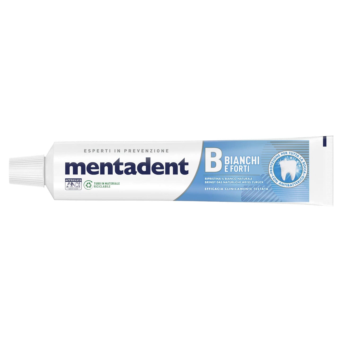 5x Mentadent Bianchi e Forti Dentifricio Antibatterico - 5 Flaconi da 75 ml ognuno