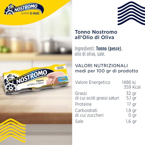 Nostromo - Tonno all'olio di oliva, 30 lattine da 70gr. Formato scorta da 10 confezioni. Fonte di proteine, senza conservanti.