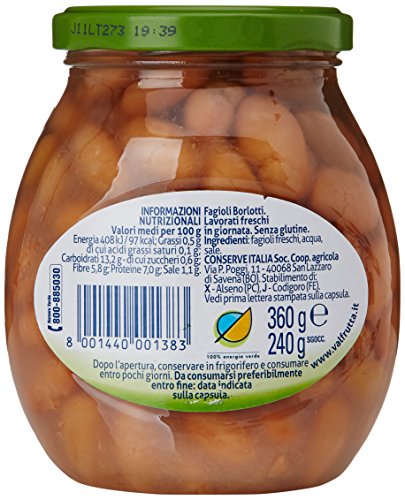 Valfrutta - Fagioli Borlotti Italiani, Lavorati Freschi, Senza Glutine - 12 pezzi da 360 g [4320 g]