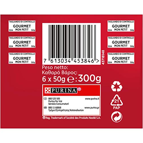 GOURMET Mon Petit Intense Cibo Umido per Gatti Adulti Filettini in salsa con Anatra, Pollo e Tacchino 6 Buste da 50g