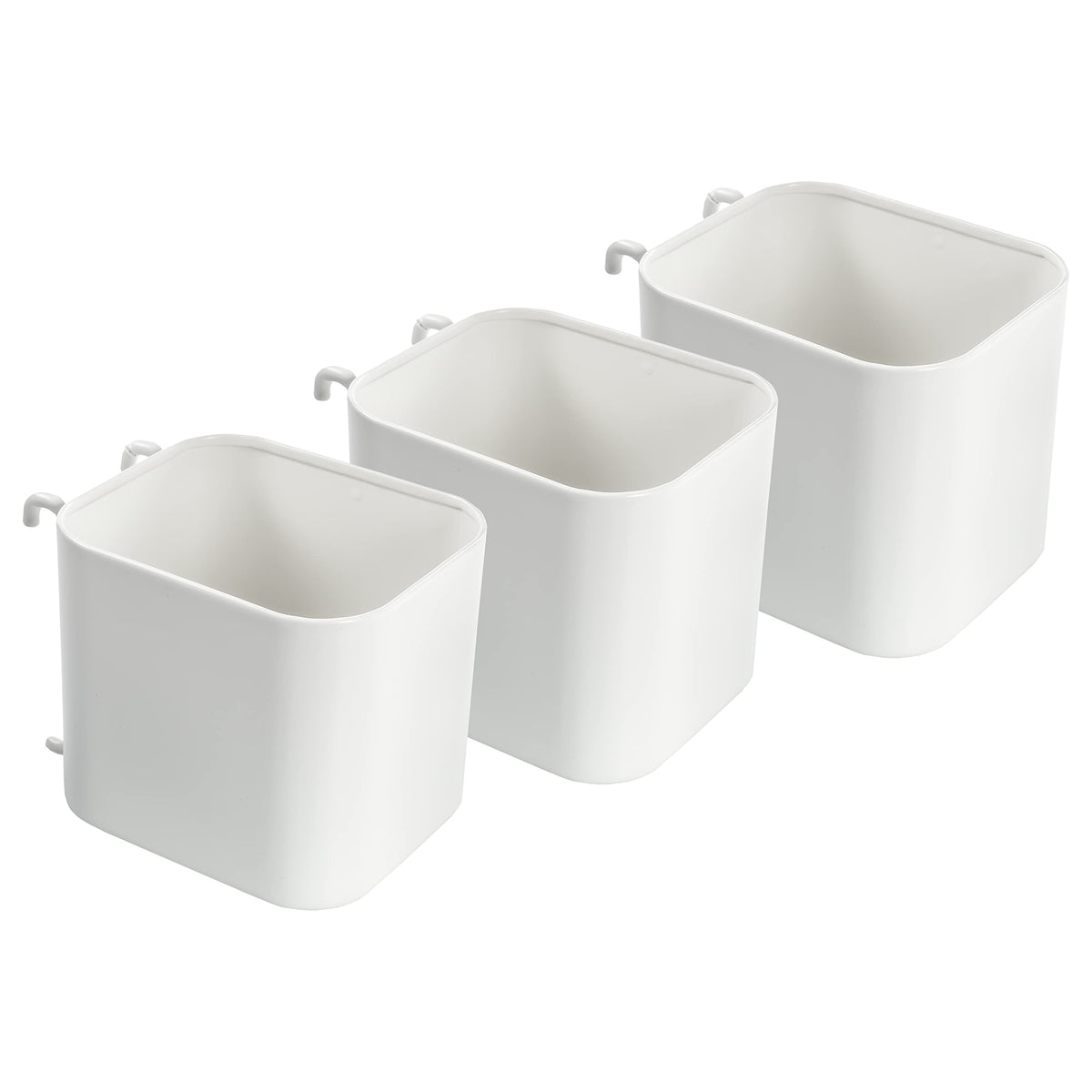 Ikea SKADIS 203.207.98 - Set di 3 contenitori aperti (adatti per pannelli forati SKADIS), bianchi, 7,5 x 9,5 x 8 cm, in acciaio