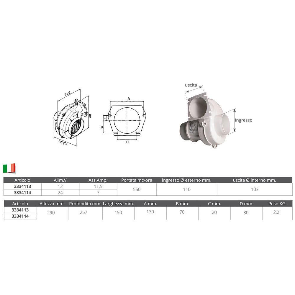 ASPIRATORE 12V. ASS.11,5 AMP.