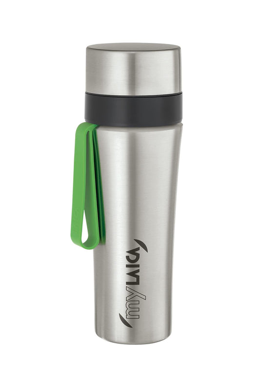 Laica MyLaica Botella Personal Deportiva, 0,5 L, Acero Inoxidable, filtrante, Cromado/Verde