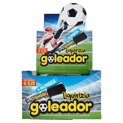 Goleador Liquirizia, Doppia Caramella Gommosa, Senza Glutine, Idee Regalo per Compleanni e Feste, Confezione da 200 monopezzi