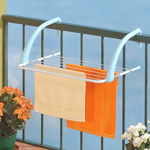 Gimi Brezza 100 Stendibiancheria da Balcone, Stendino da Balcone, Spazio di Stenditura 10 m, Acciaio/Resina, Bianco, 110 x 56 x 28 cm