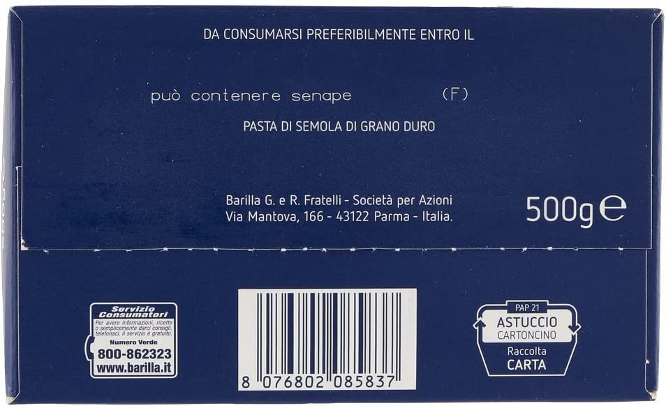 Barilla 10 x Tortiglioni No. 83 Italian Pasta 500 g Confezione