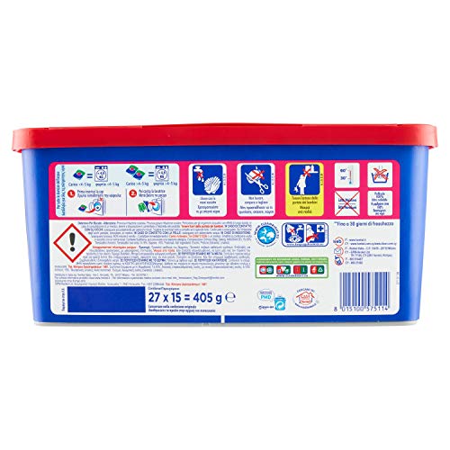 Dixan PowerCaps Multicolor, Detersivo Lavatrice Capsule, Ideale per capi colorati, 27 lavaggi - 405 g