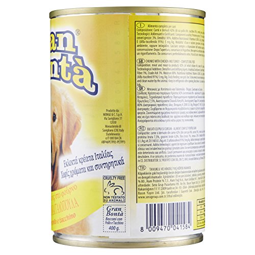 Gran Bontã - Alimento Completo Per Cani, Bocconi Cotti Nel Forno Con Pollo E Tacchino - 24 pezzi da 400 g [9600 g]