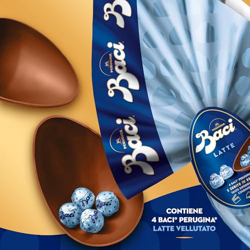 BACI PERUGINA Uovo di Pasqua 2025 Cioccolato al Latte con Sorpresa e 4 Cioccolatini 265g