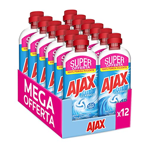 Ajax Detersivo Pavimenti Classico Igiene e Freschezza, Formula più Efficace, Agisce Contro Ogni Tipo di Sporco, Igiene e Pulito Brillante, 100% Efficace Sullo Sporco, 12 X 650 m