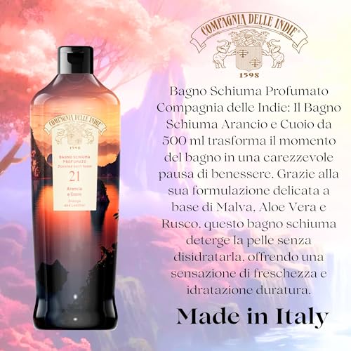 Compagnia delle Indie - Bagnoschiuma - Bagnoschiuma Donna - Bagnoschiuma Uomo - Bagno Schiuma per Pelli Sensibili - Formato 500 ml - Fatti Coccolare dalle Nostre Ricercate Fragranze