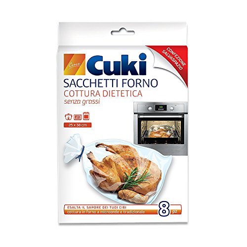 Cuki - Sacchetti forno, Cottura senza Grassi, Esalta il Sapore dei Tuoi Cibi 25x38 cm - 8 Pezzi