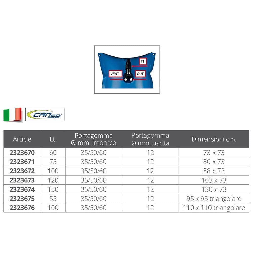 SERBATOIO TRIANGOL. ACQUA LT.55