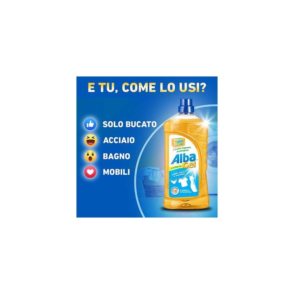 Det Alba Gel Sapone per Lavatrice e Lavaggio a Mano 1 Litro Confezione da 6 (6 L Totale)