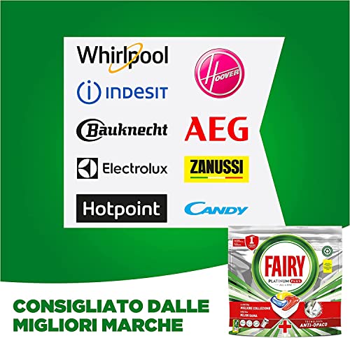 Fairy Platinum Detersivo Pastiglie Lavastoviglie Plus, Brillantante, 38 Capsule Lavastoviglie, Limone, Tecnologia Pulizia Profonda Con Azione Brillantante, Contro Il Grasso/Incrostazioni Ostinate