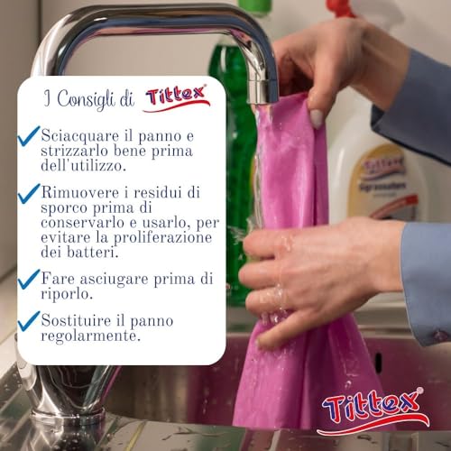 TITTEX - Panni Microfibra Vetri e Acciaio, Pulizia Senza Aloni, Finestre, Specchi, TV, PC, Cucina, Bagno – Panni in Microfibra per Pulizia Casa, Lavabili, Resistenti.