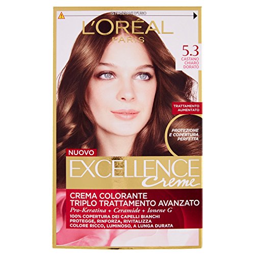 l'Oréal Paris Excellence Crema Colorante Triplo Trattamento Avanzato, 5.3 Castano Chiaro Dorato