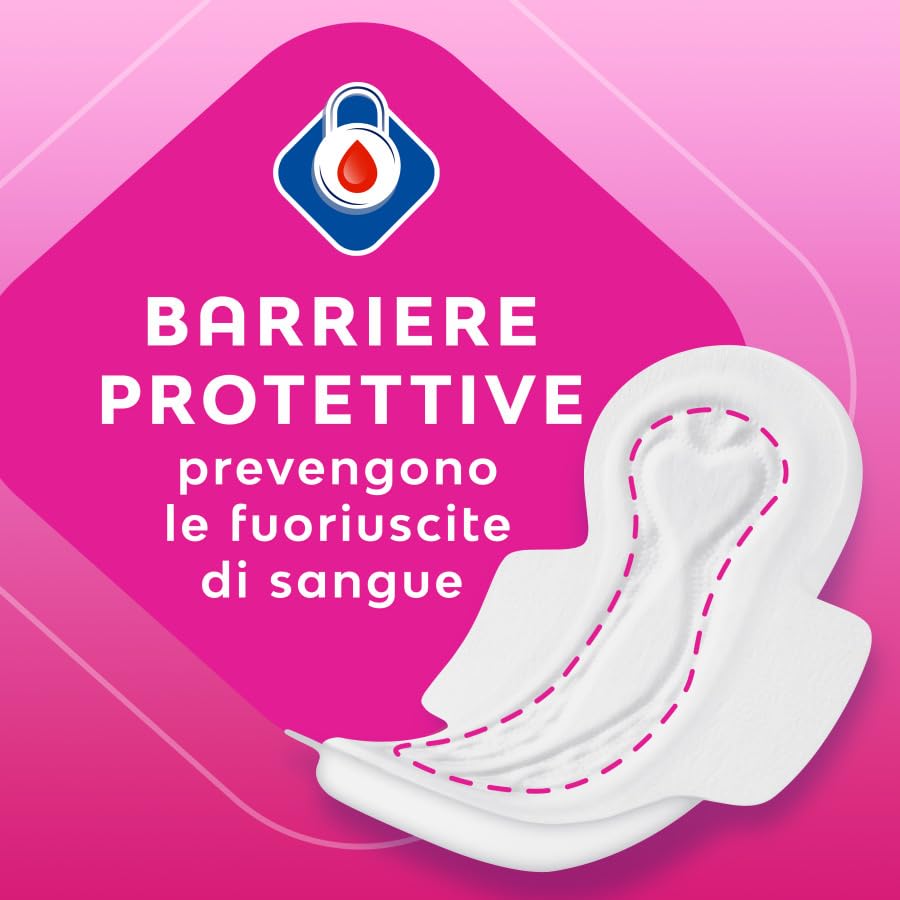 Nuvenia - Assorbente Sottile Normal con Ali - Superficie Morbida e Controllo Odori - Confezione da 16 Assorbenti