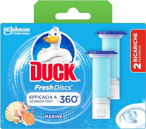 Duck Fresh Discs Gel Igienizzanti WC, Fragranza Marine, Confezione da 2 Applicatori e 12 Dischetti