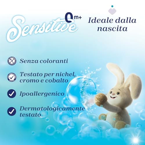 Artsana Chicco Sensitive Detersivo Bucato Ipoallergenico, rimuove Macchie e Odori, 0+ Mesi - 1.5 L