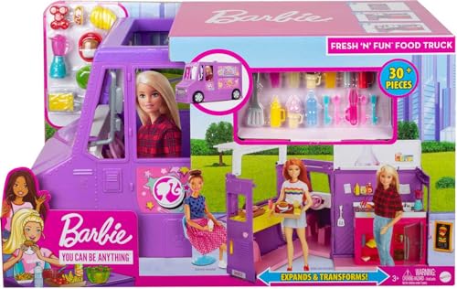Barbie GMW07 Food Truck Vehicle Playset with 30+ Accessories, Girls Toy from 3 Years