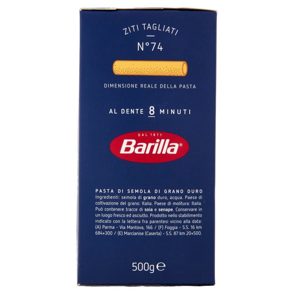 10x Barilla Ziti Tagliati No. 74 Italian Pasta 500g pack