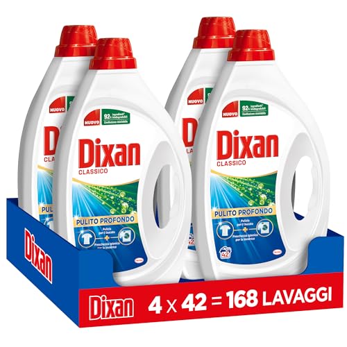 Dixan Liquido Classico Detersivo Lavatrice (42 Lavaggi), Detersivo liquido lavatrice per una pulizia profonda del bucato e freschezza igienica per la lavatrice, Rimuove le macchie da 20°C