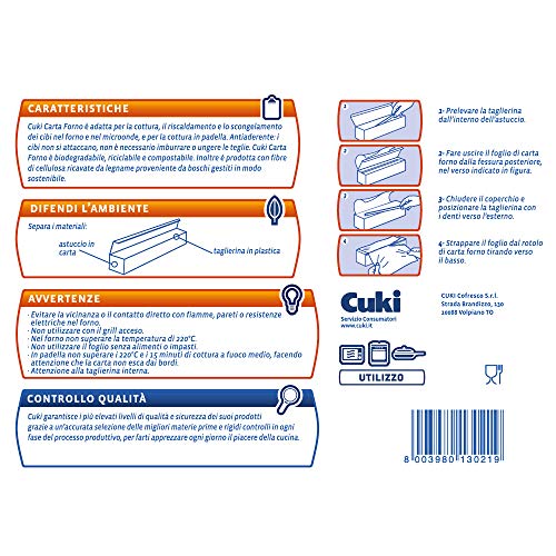 Cuki Carta Forno antiaderente su entrambi i lati - 50 metri - larghezza 36 cm - 1 confezione