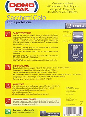 DomopakBuste gelate, tripla protezione, piccoli (18 x 25 cm, 1,3 l)30 pezzi - [confezione da 7]