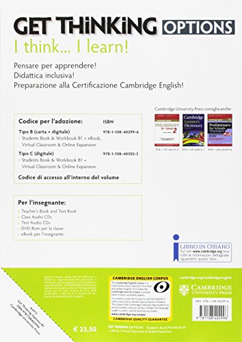 Get thinking options, Student's book, Workbook B1, Per le Scuole superiori, Con e-book [Lingua inglese]